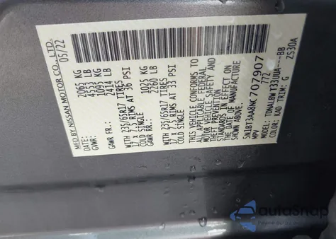 2022 Nissan Rogue S Fwd из США, поврежденный, VIN 5N1BT3AA8NC707907